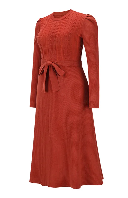 BerryBetty - Women's Long Sleeve Cable Knit Sweater Dresses