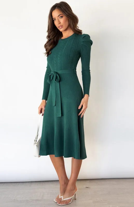 BerryBetty - Women's Long Sleeve Cable Knit Sweater Dresses