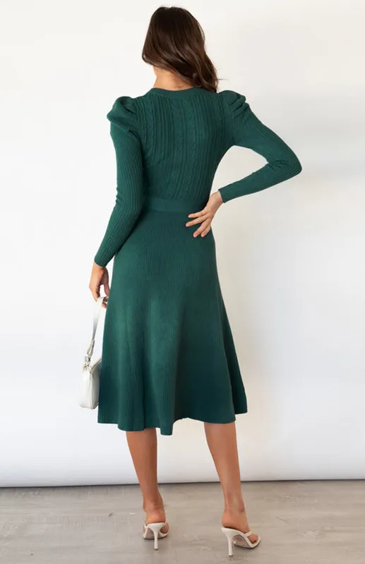 BerryBetty - Women's Long Sleeve Cable Knit Sweater Dresses