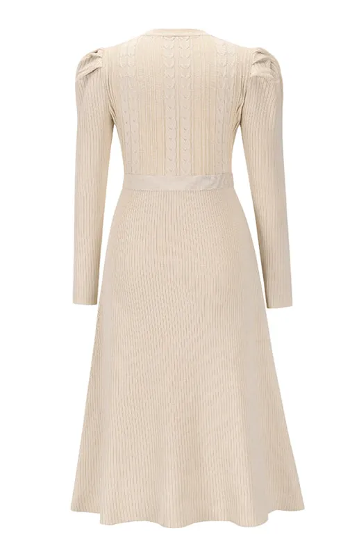 BerryBetty - Women's Long Sleeve Cable Knit Sweater Dresses