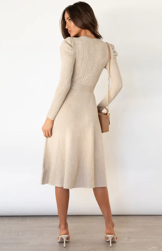BerryBetty - Women's Long Sleeve Cable Knit Sweater Dresses