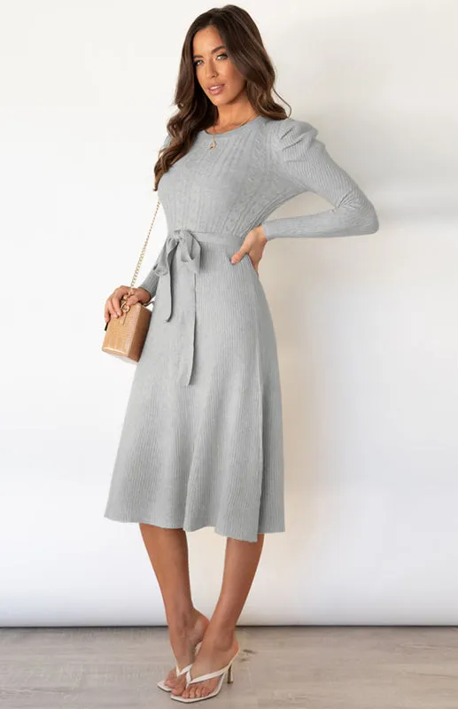 BerryBetty - Women's Long Sleeve Cable Knit Sweater Dresses
