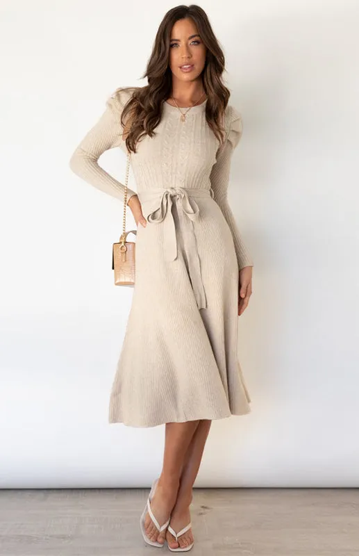 BerryBetty - Women's Long Sleeve Cable Knit Sweater Dresses