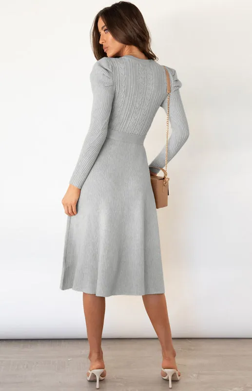 BerryBetty - Women's Long Sleeve Cable Knit Sweater Dresses