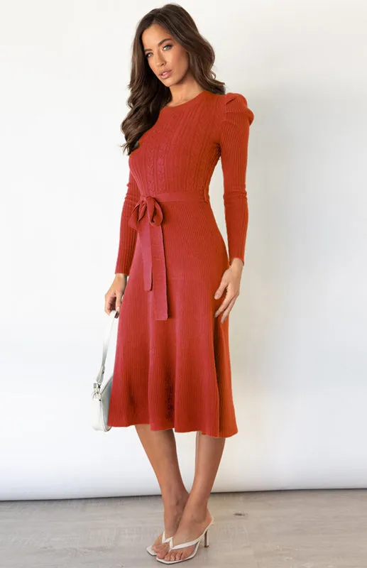 BerryBetty - Women's Long Sleeve Cable Knit Sweater Dresses