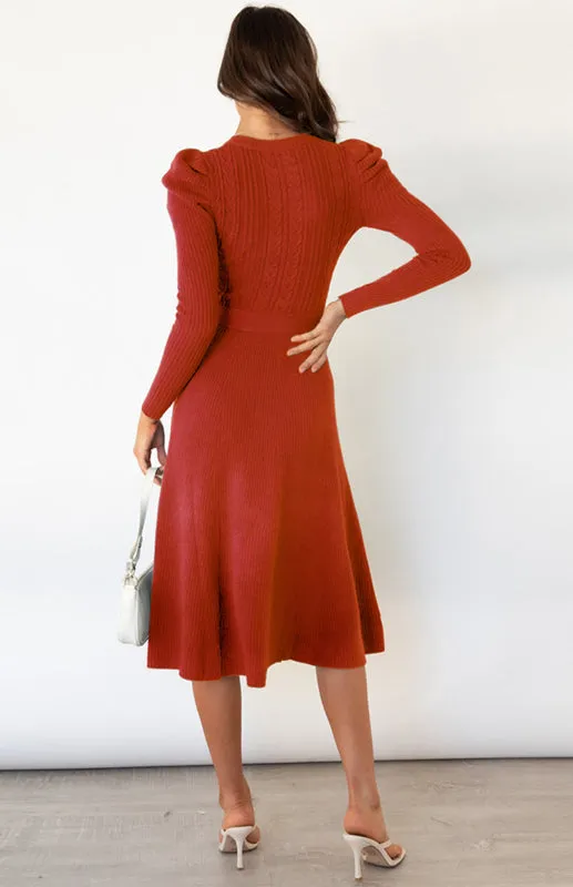 BerryBetty - Women's Long Sleeve Cable Knit Sweater Dresses