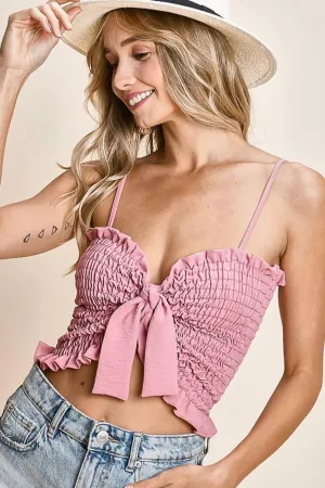 BiBi Ruffled Romance Smocked Ribbon Cami