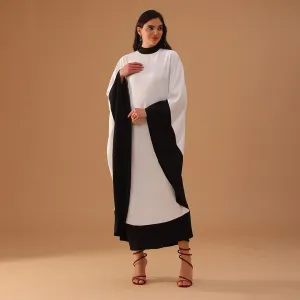 Black and White Flared Kaftan in Black and White