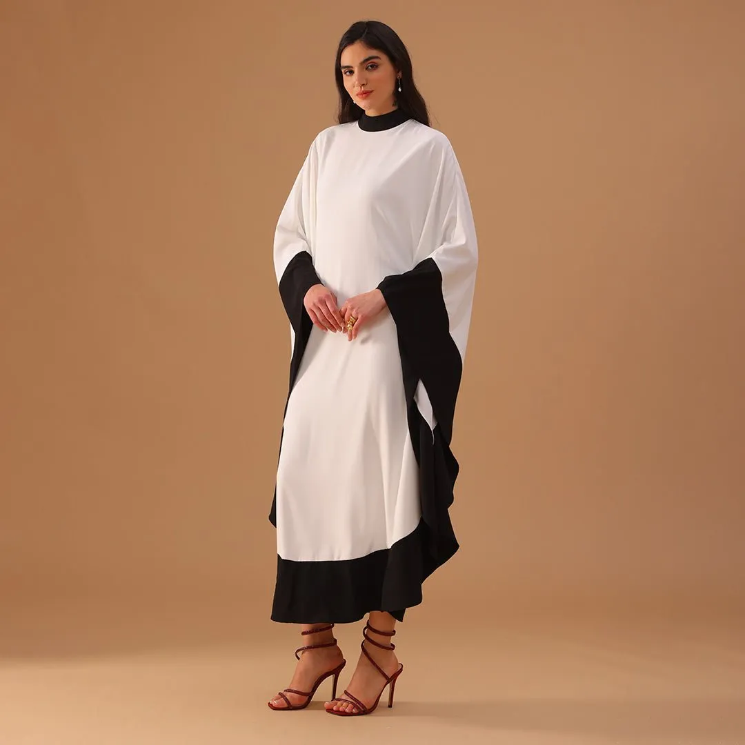 Black and White Flared Kaftan in Black and White