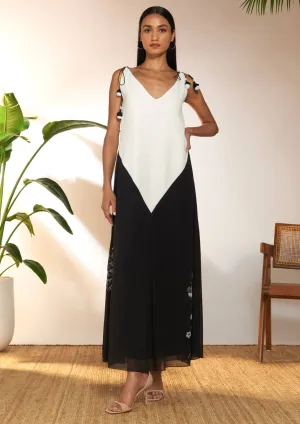 Black and white spaghetti dress