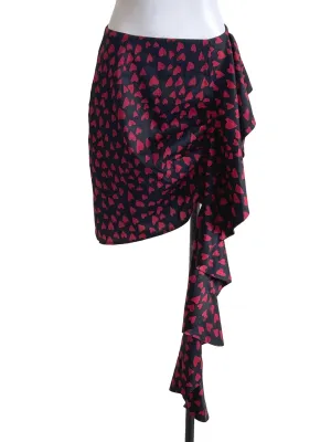 Black Hearts Ruched Hanky Skirt