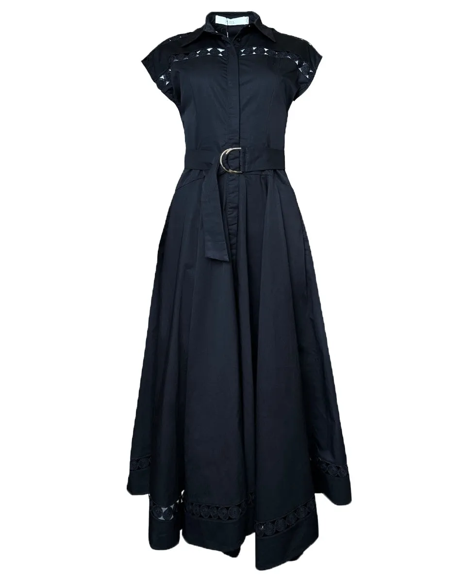 Black Maxi Dress with Embroidery Details