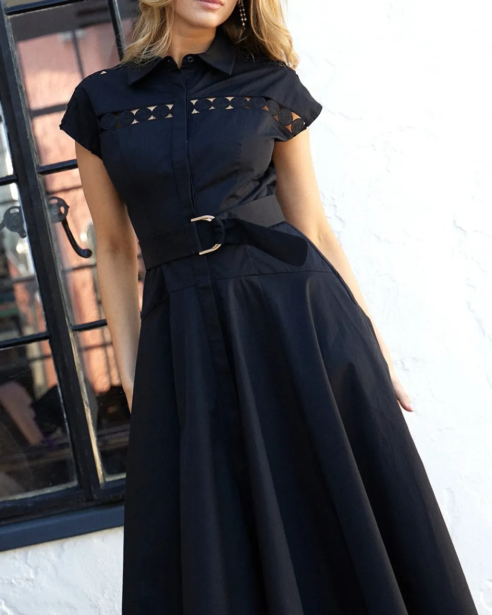 Black Maxi Dress with Embroidery Details
