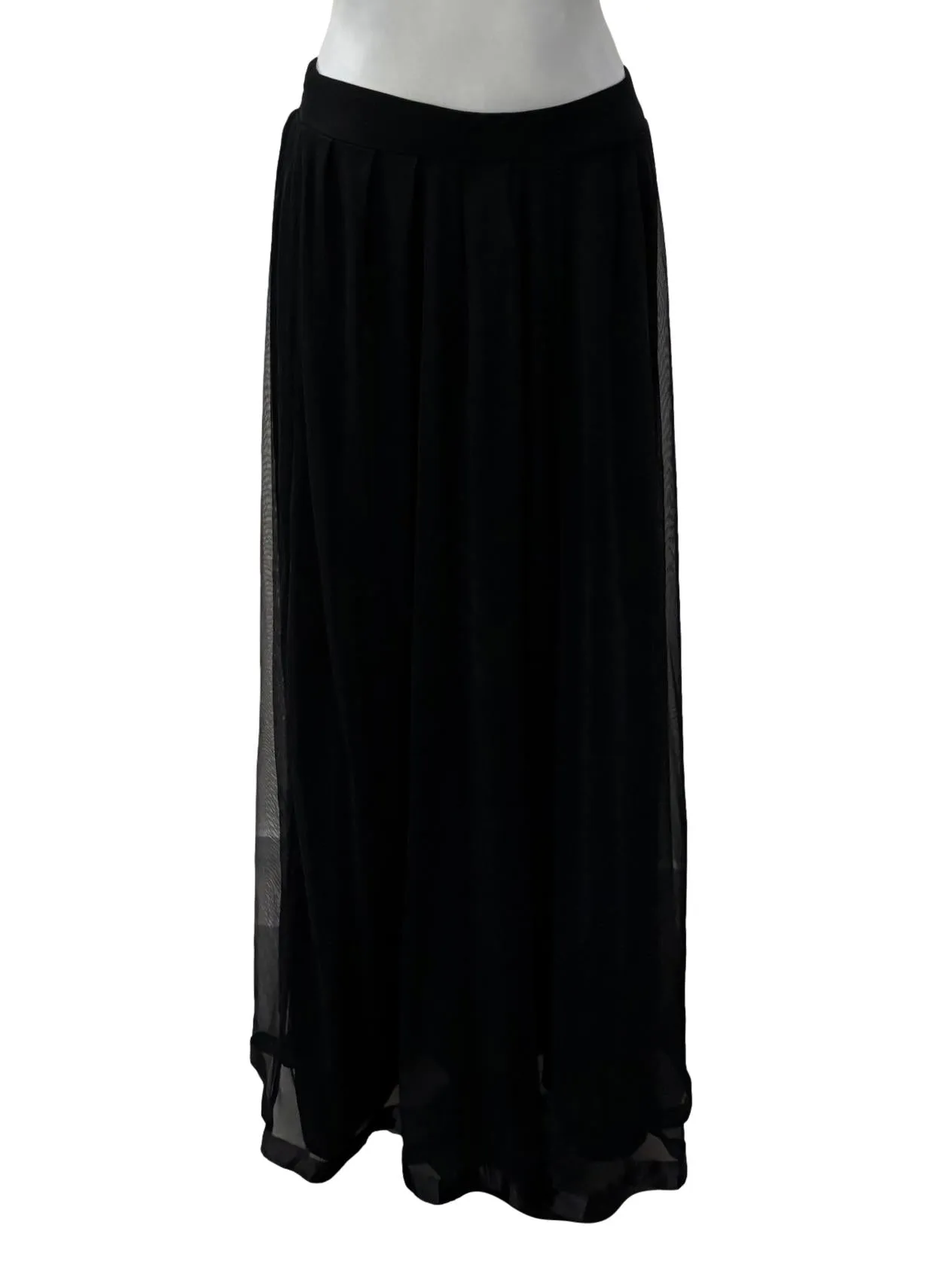 Black Mesh Lined Maxi Skirt