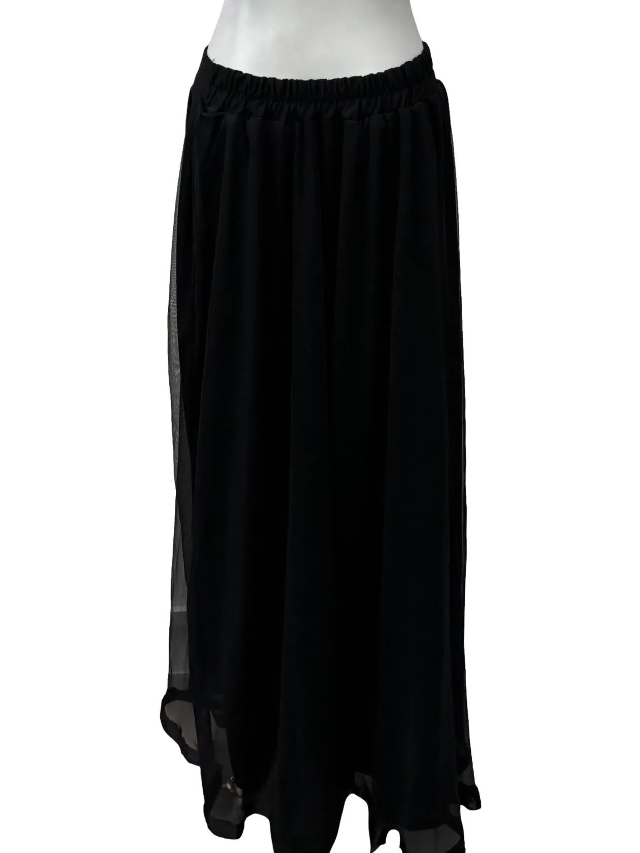 Black Mesh Lined Maxi Skirt
