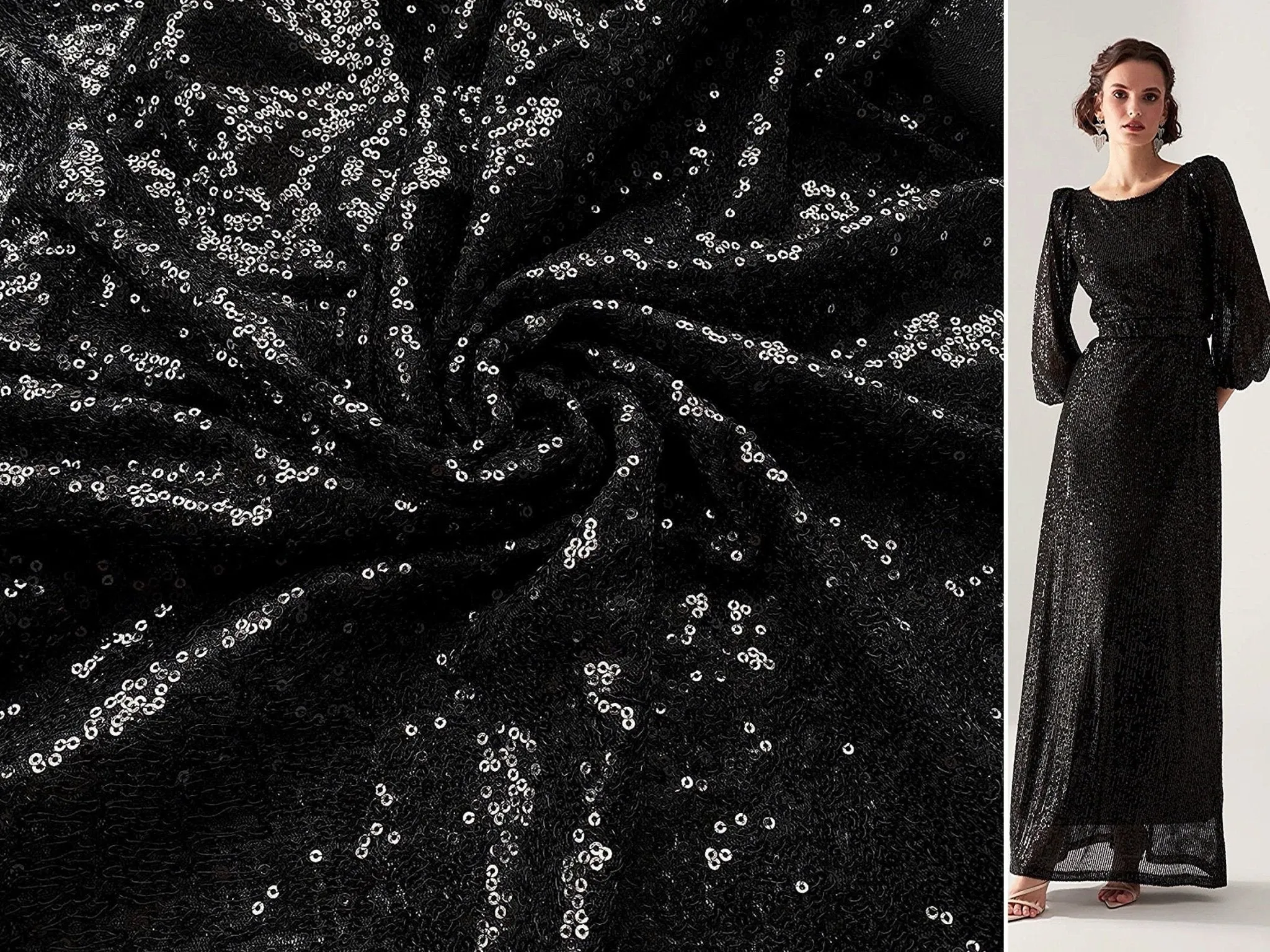 Black Sequined Mesh