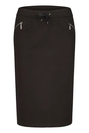 BLACK ZIPPED POCKET BASIC SKIRT