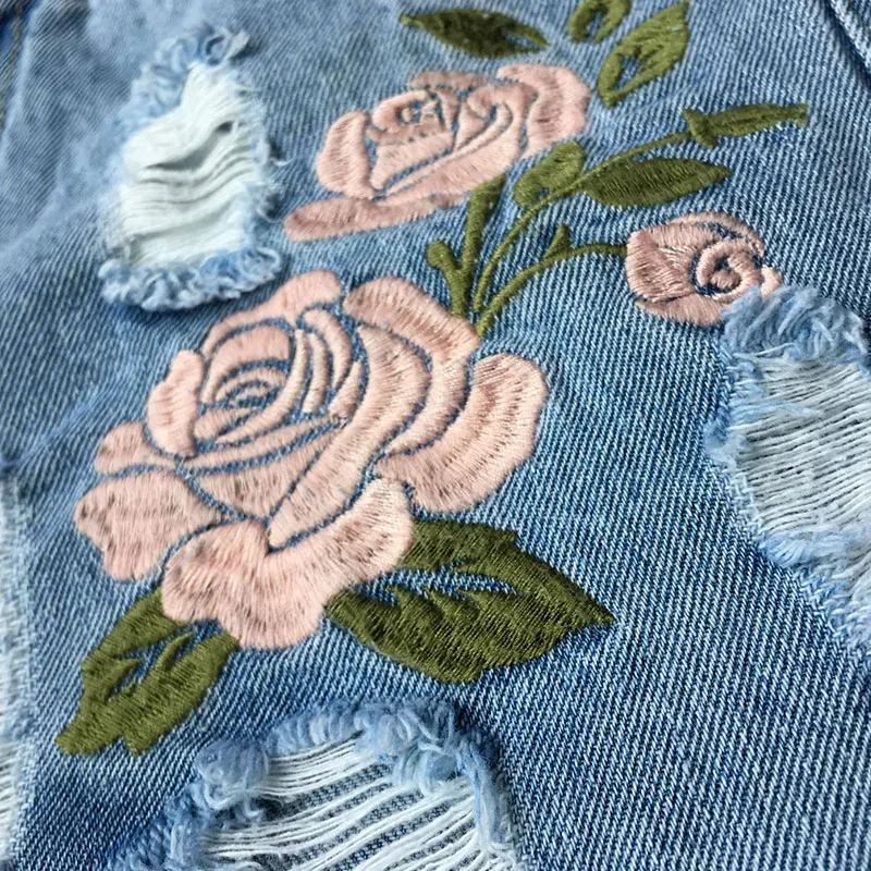 BloomEdge High-Rise Floral Embroidered Jean Shorts