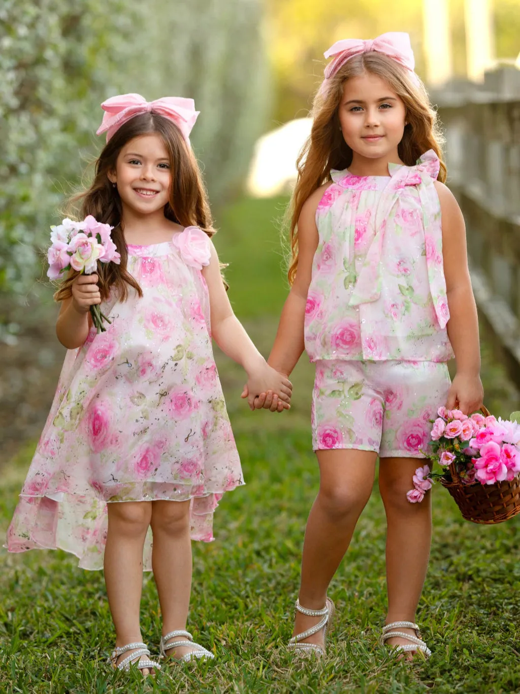 Blooming Blush Floral Chiffon Top and Short Set