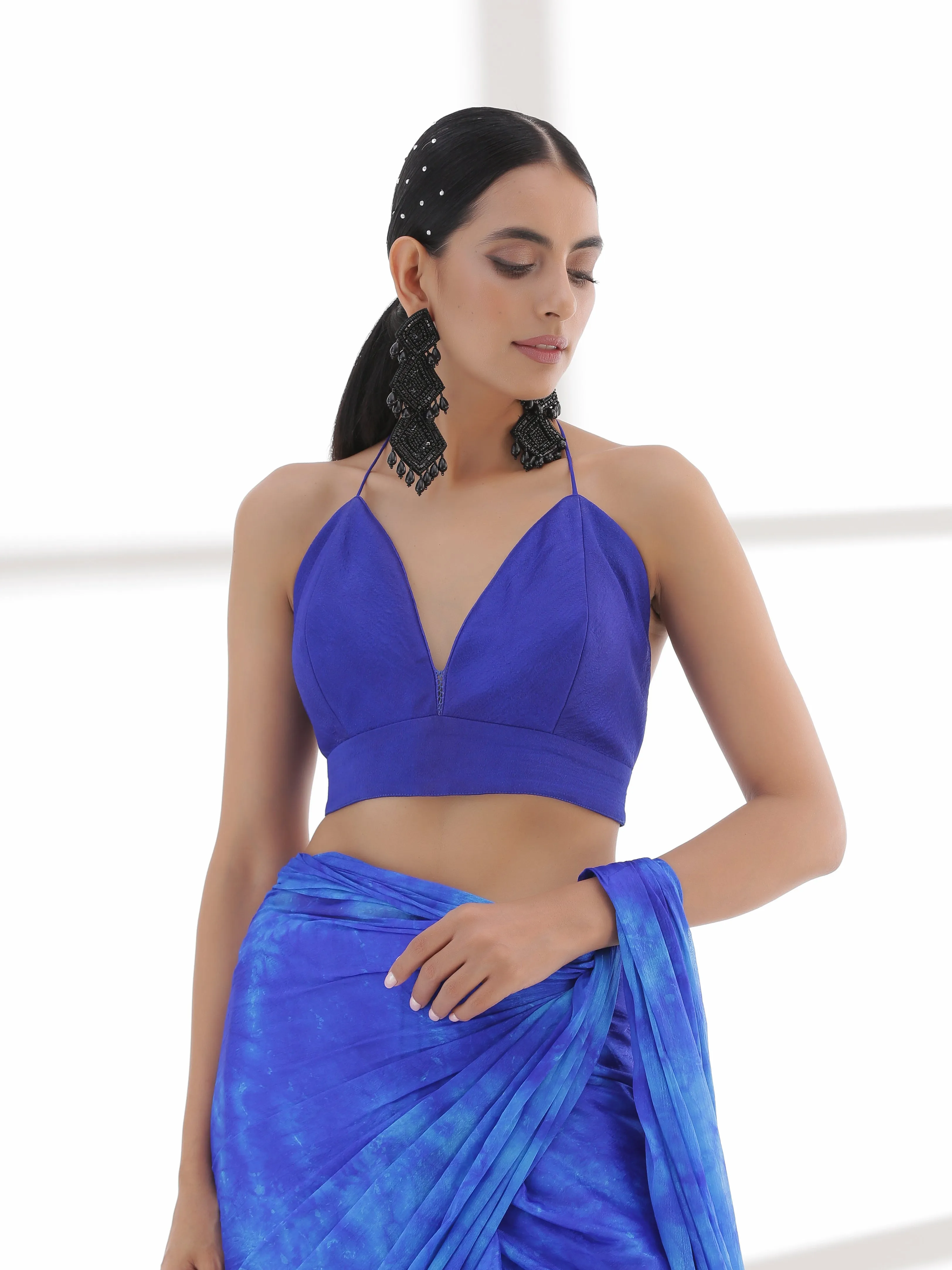 Blouse - Blue Storm Leaf Blouse
