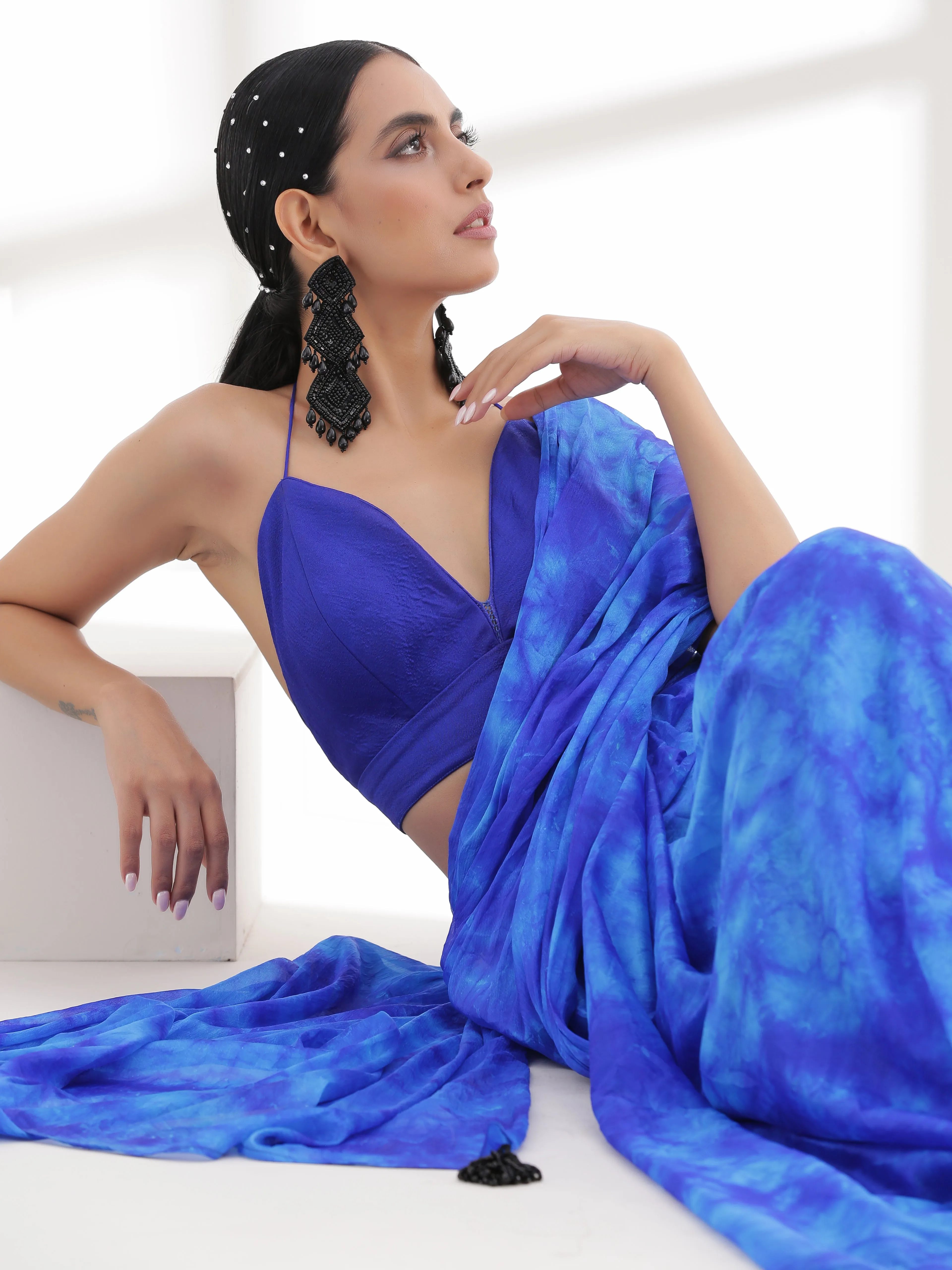 Blouse - Blue Storm Leaf Blouse