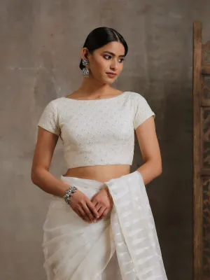 Blouse - White Jeweled Embroidered Blouse