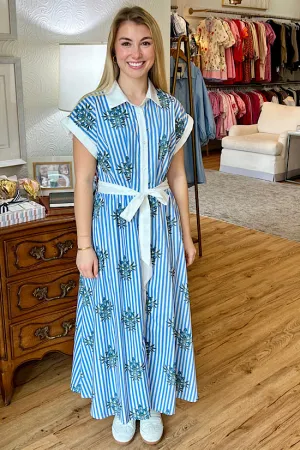 Blue and White Block Floral (E0)