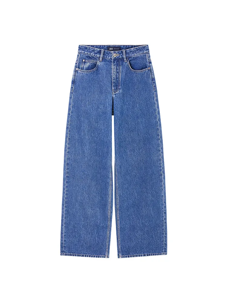 Blue High Waisted Straight Jeans