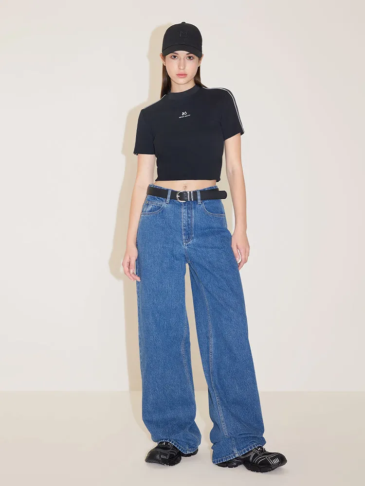 Blue High Waisted Straight Jeans
