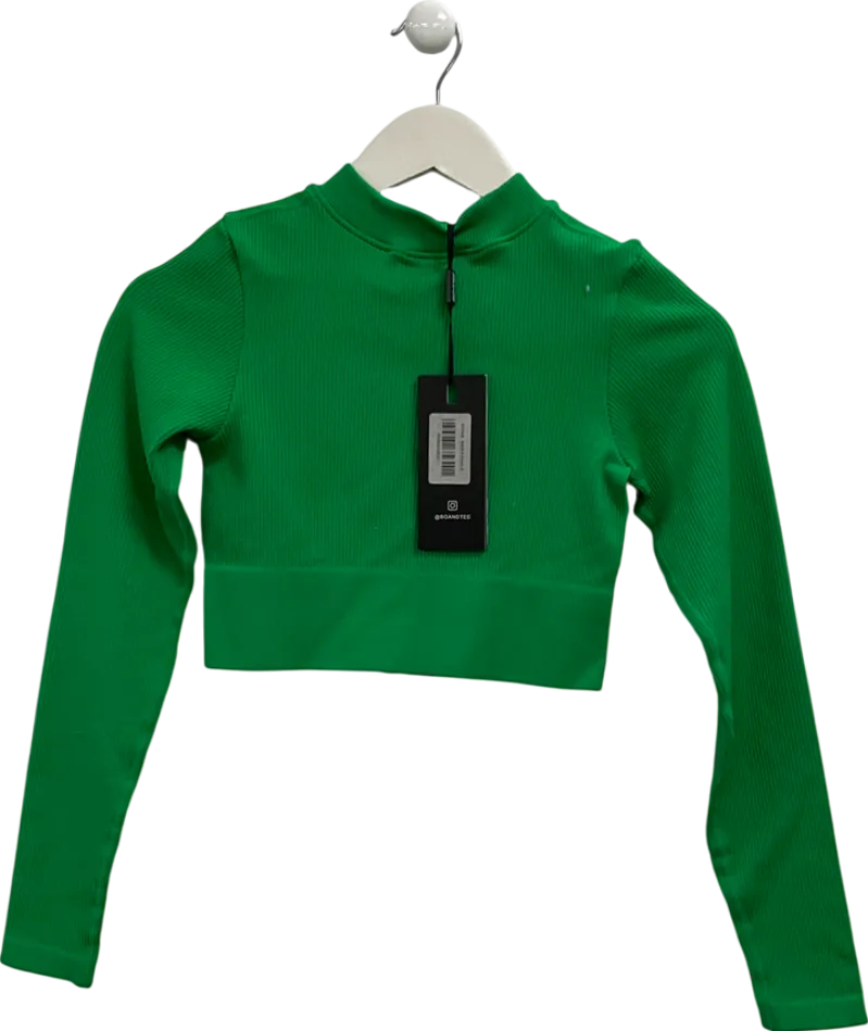 bo tee Green A Long-sleeved, Ribbed, Zip-up Activewear Top UK S