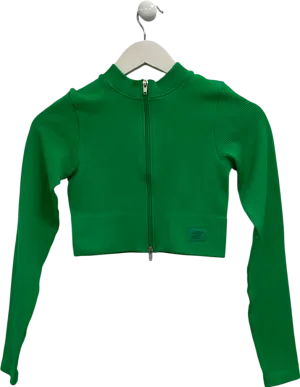 bo tee Green A Long-sleeved, Ribbed, Zip-up Activewear Top UK S