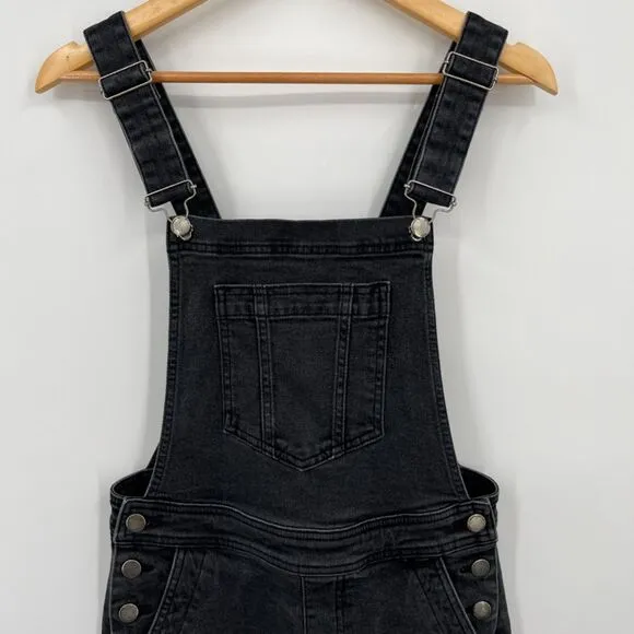 Boden Denim Girlfriend Dungarees Overalls in Washed Black, Size 2, Classic