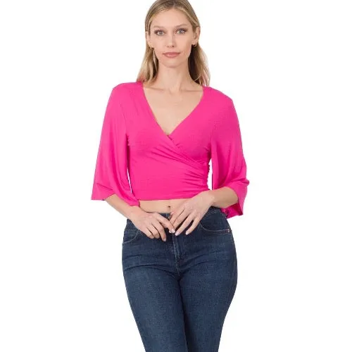 Bohemian Tie Wrap Flowy Mid Sleeve Top | Cottage Beach