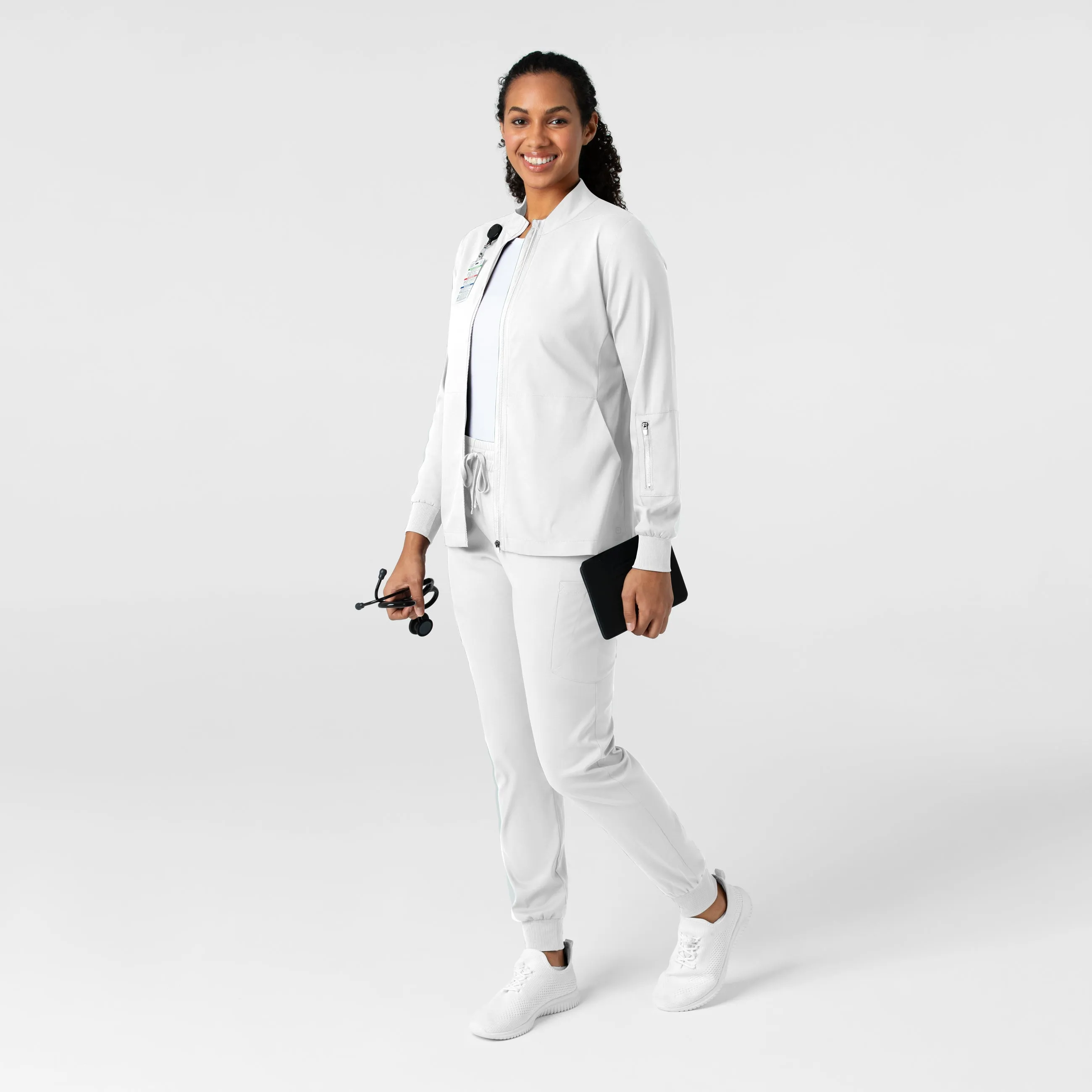Boundless 8151 Warm Up Scrub Jacket White