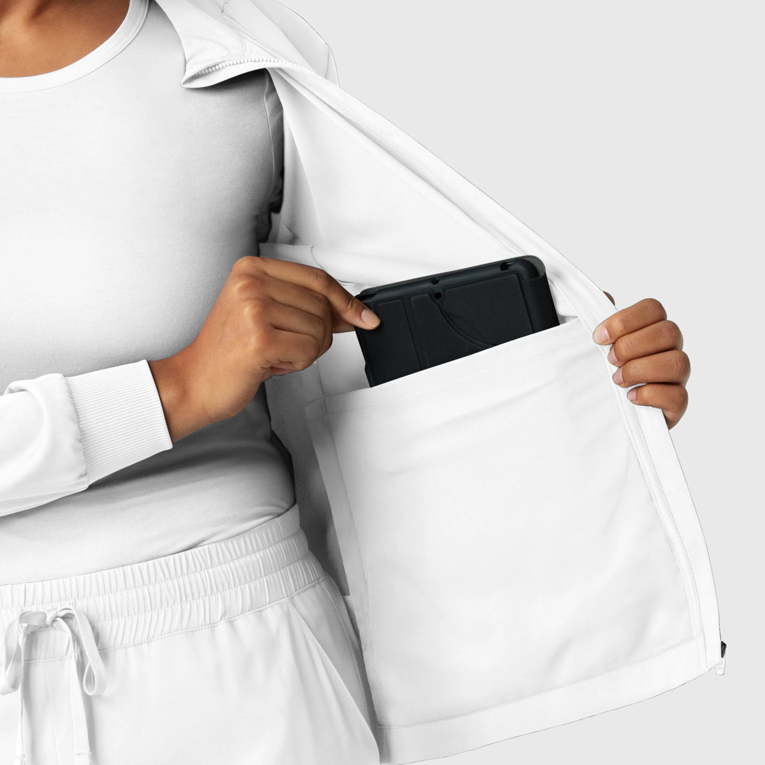 Boundless 8151 Warm Up Scrub Jacket White