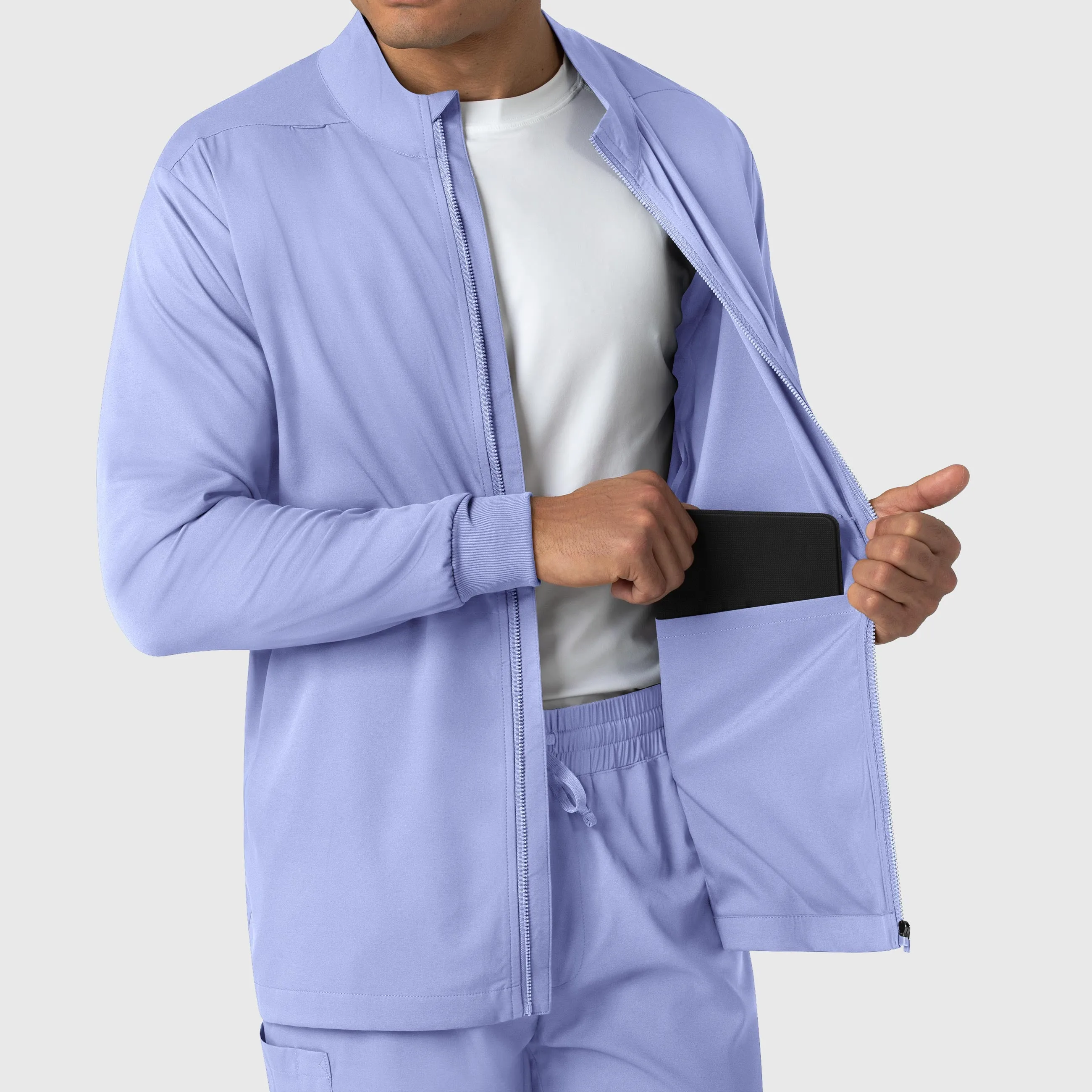 Boundless 8351 Men's Warm Up Scrub Jacket Ceil Blue