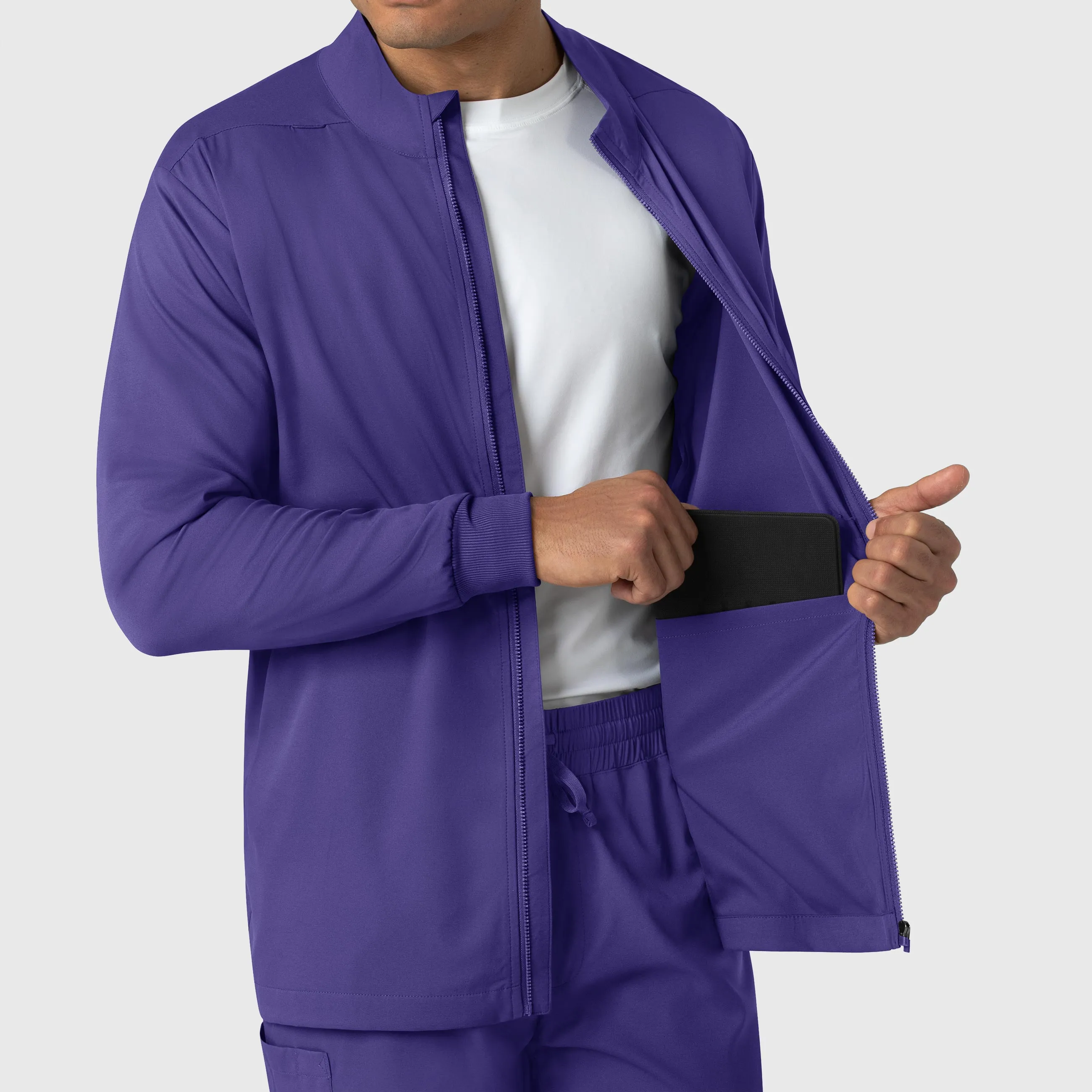 Boundless 8351 Men's Warm Up Scrub Jacket Grape