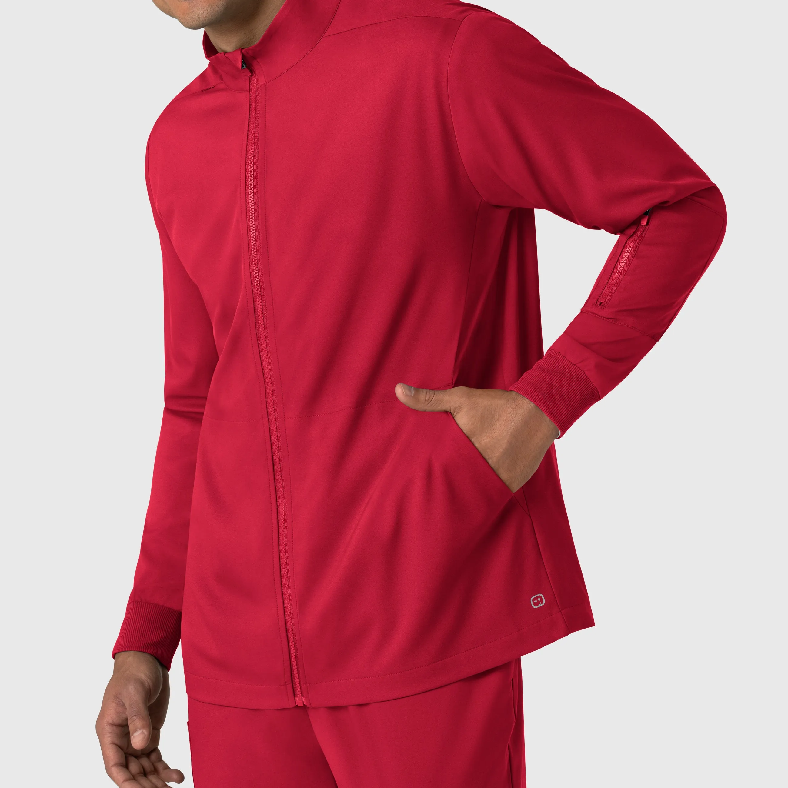 Boundless 8351 Men's Warm Up Scrub Jacket Red