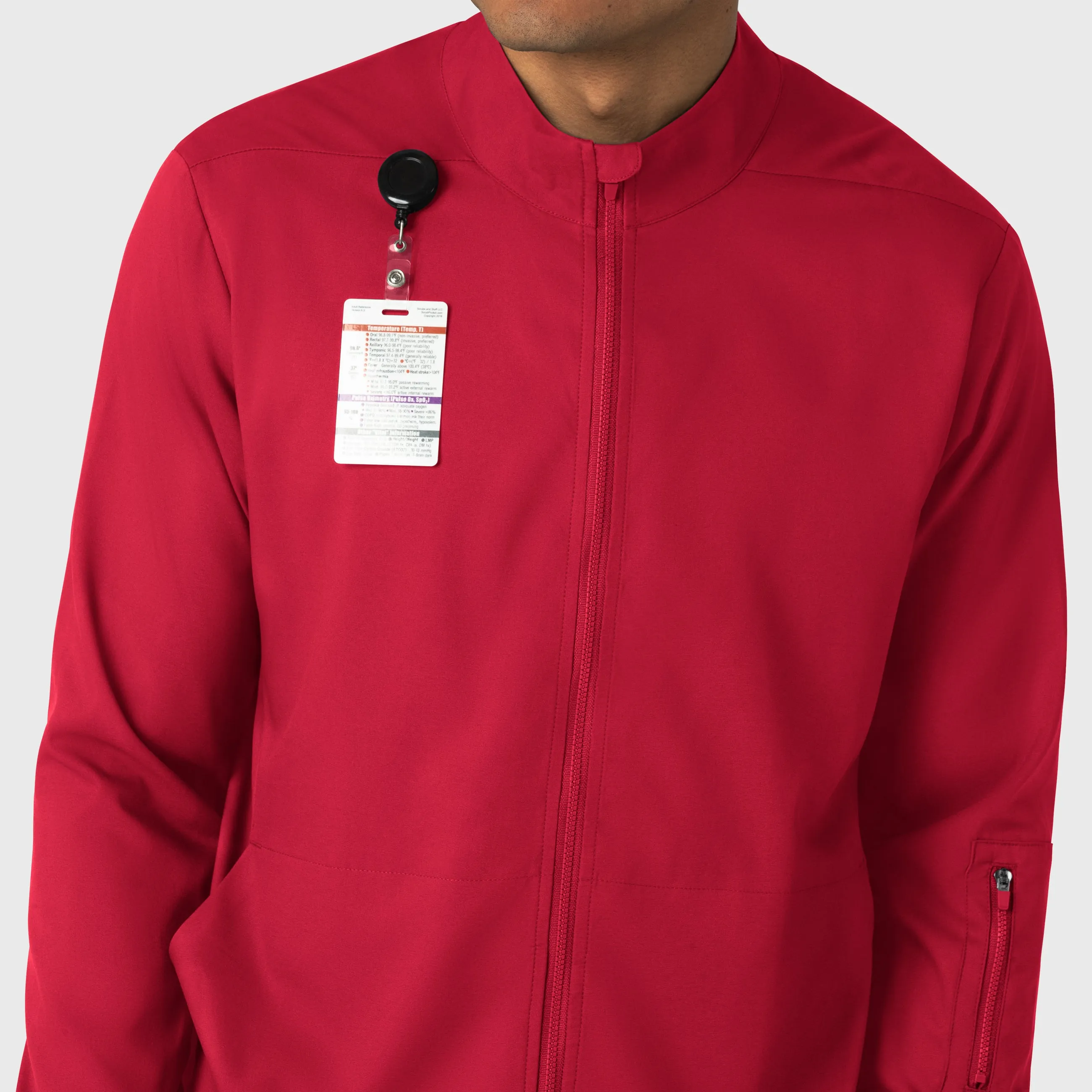 Boundless 8351 Men's Warm Up Scrub Jacket Red