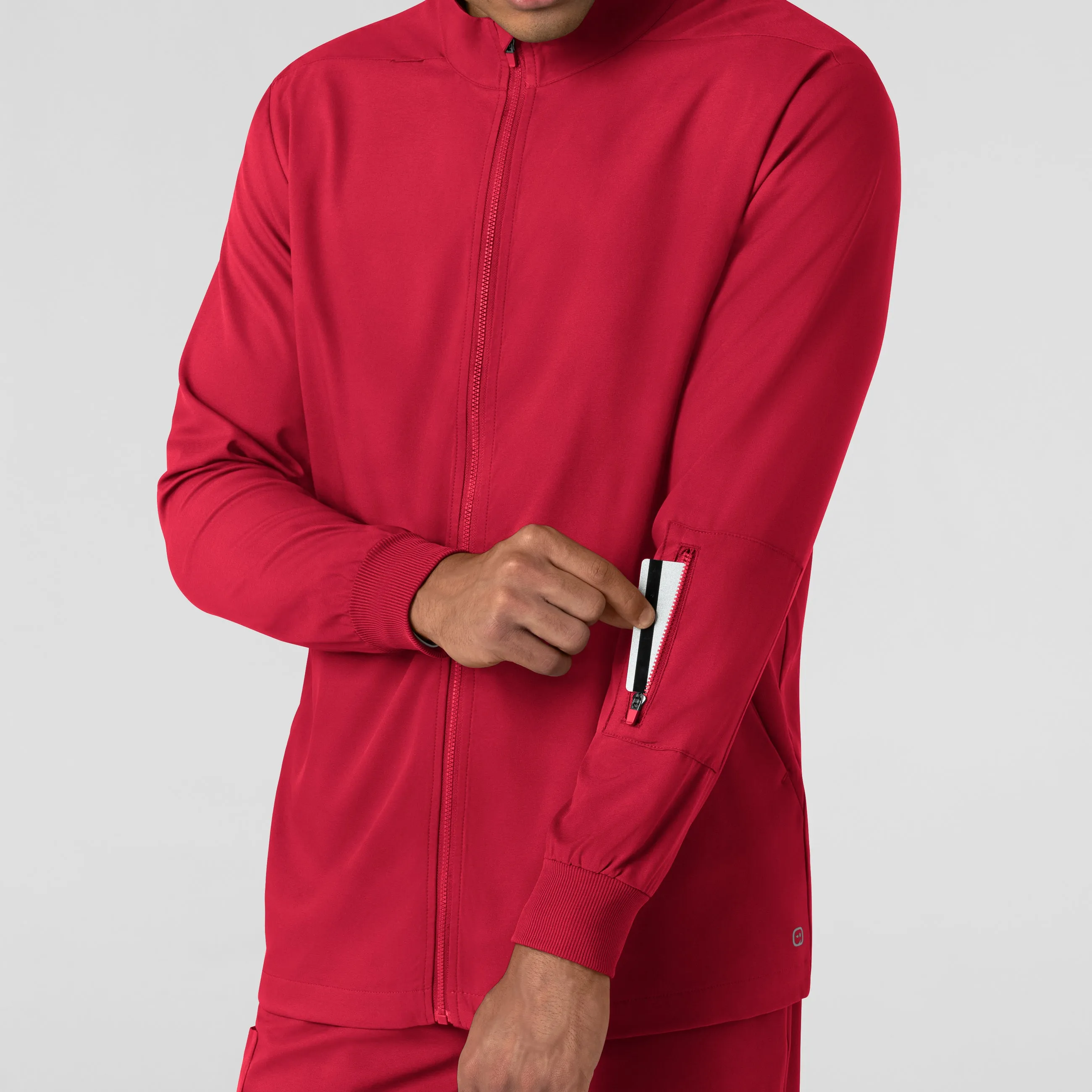 Boundless 8351 Men's Warm Up Scrub Jacket Red