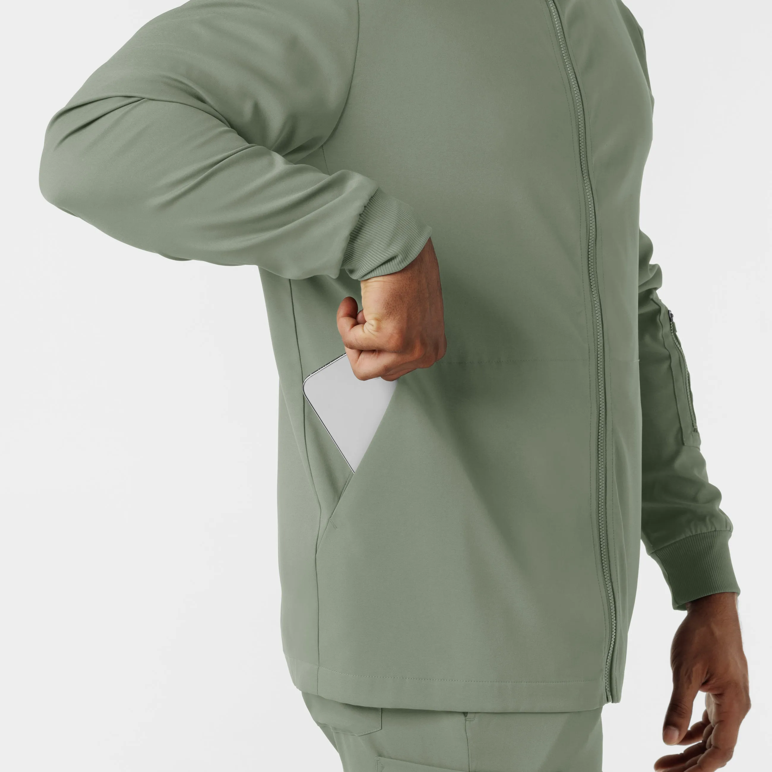 Boundless 8351 Men's Warm Up Scrub Jacket Sage