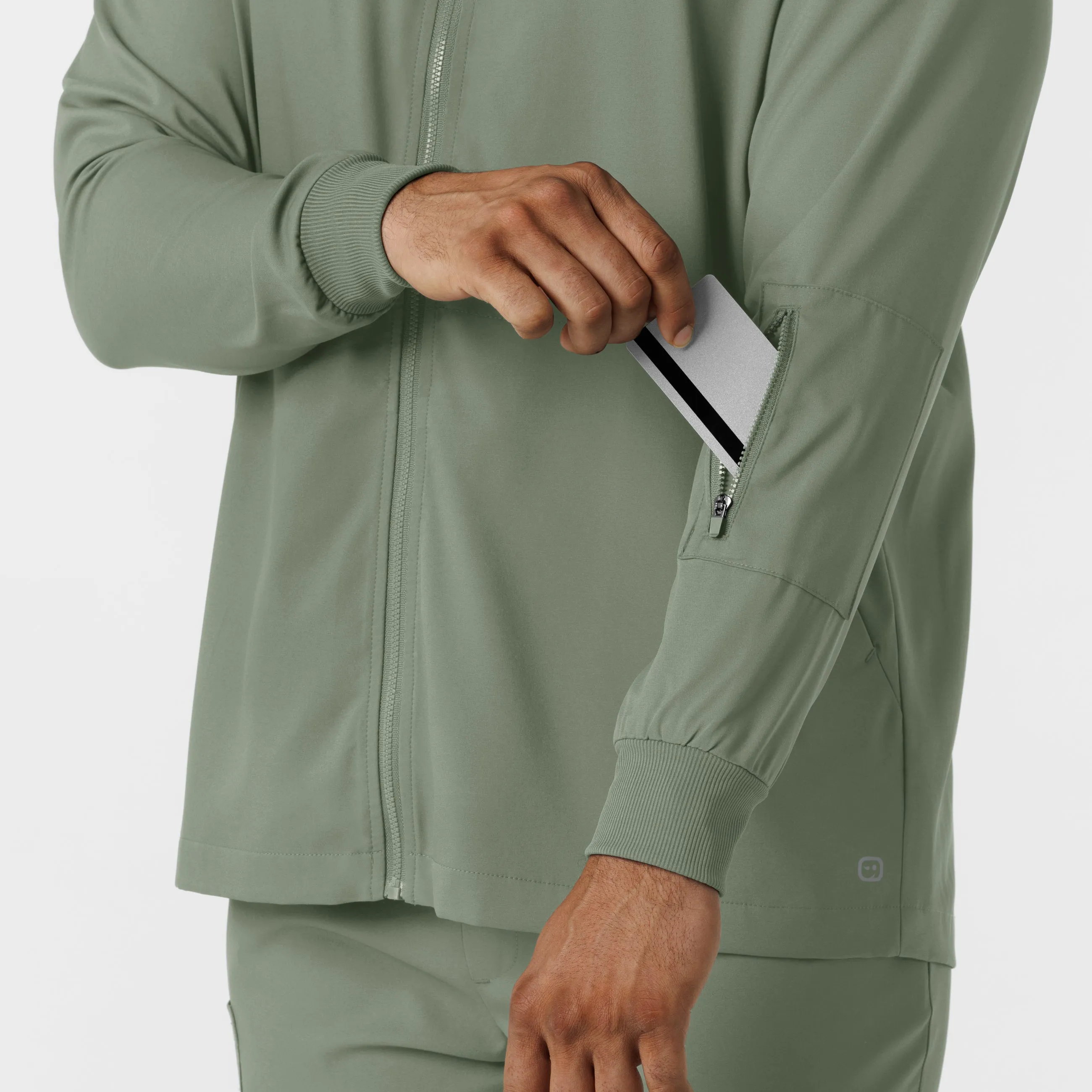 Boundless 8351 Men's Warm Up Scrub Jacket Sage