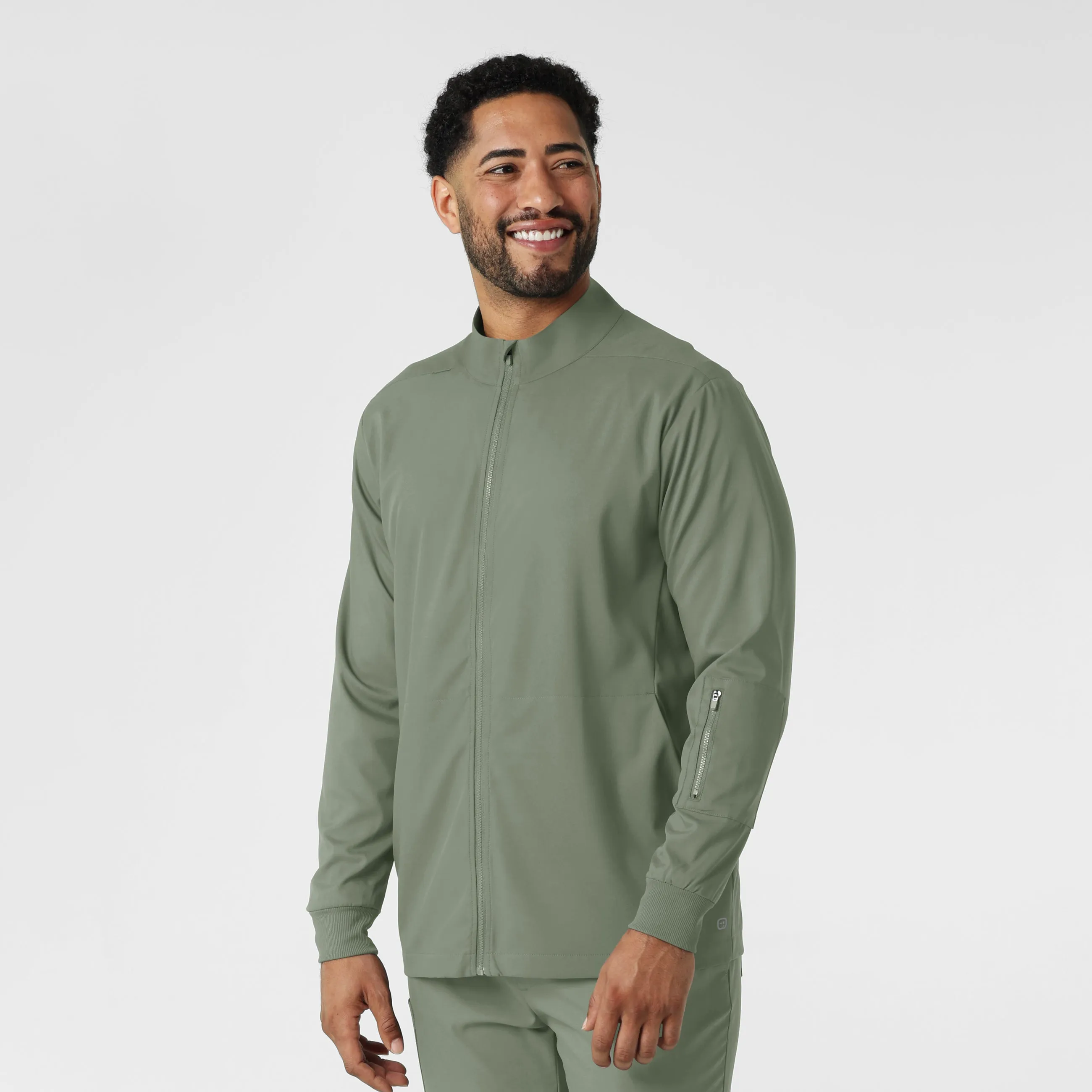 Boundless 8351 Men's Warm Up Scrub Jacket Sage