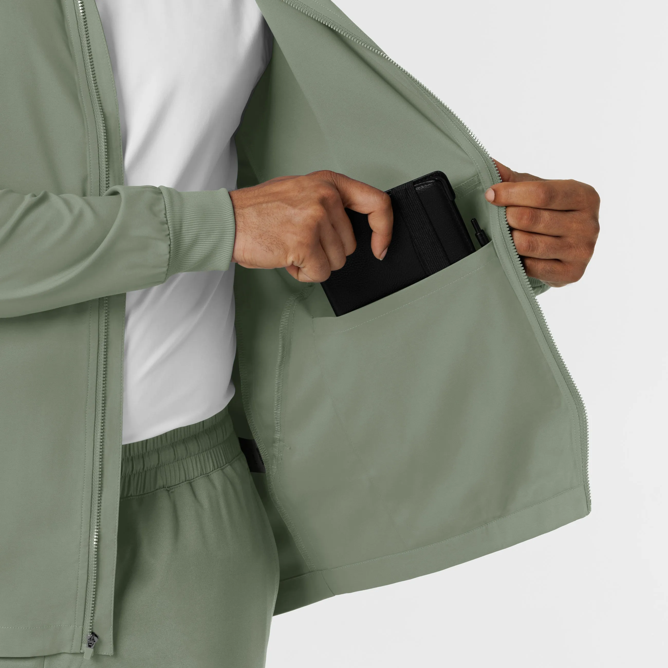Boundless 8351 Men's Warm Up Scrub Jacket Sage