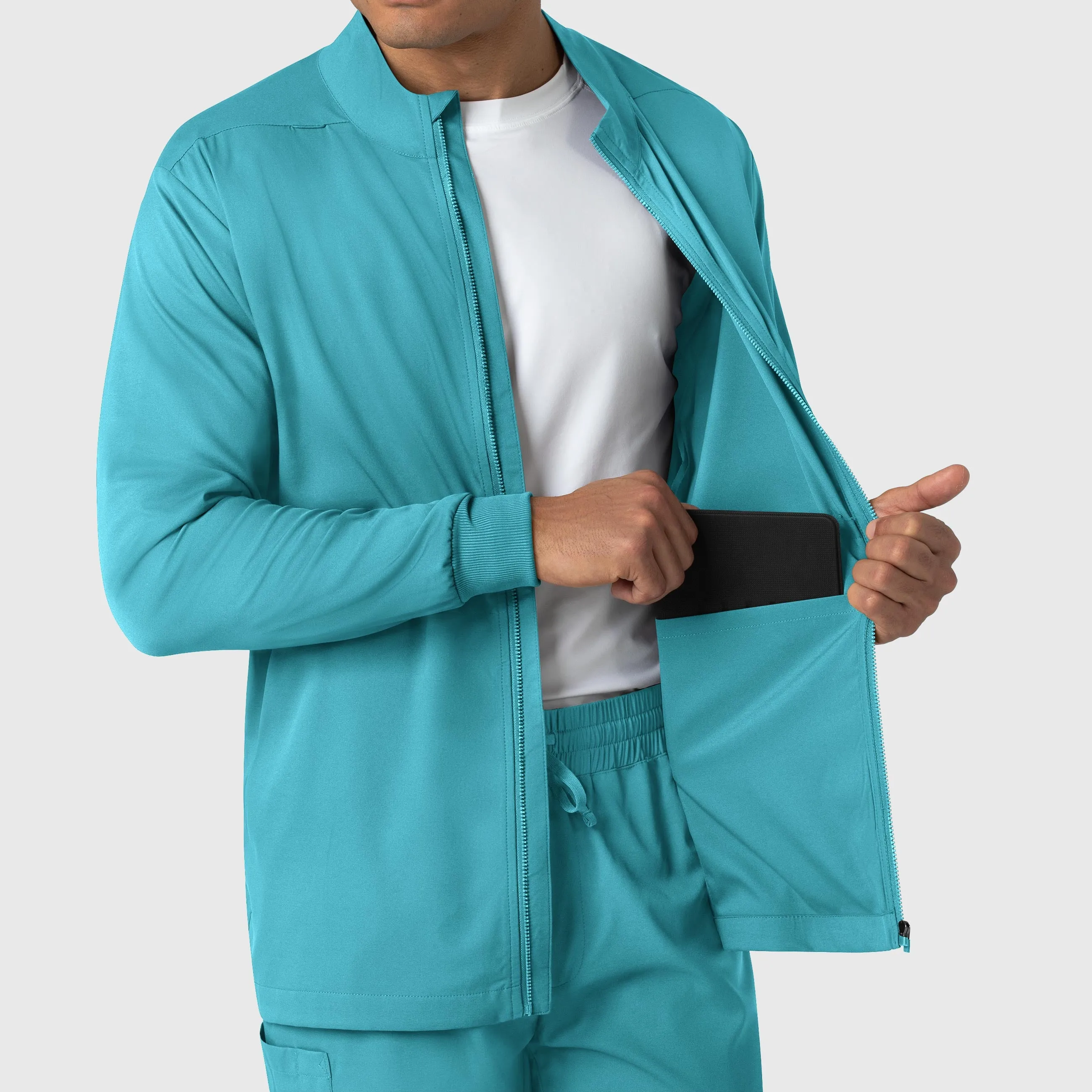Boundless 8351 Men's Warm Up Scrub Jacket Teal