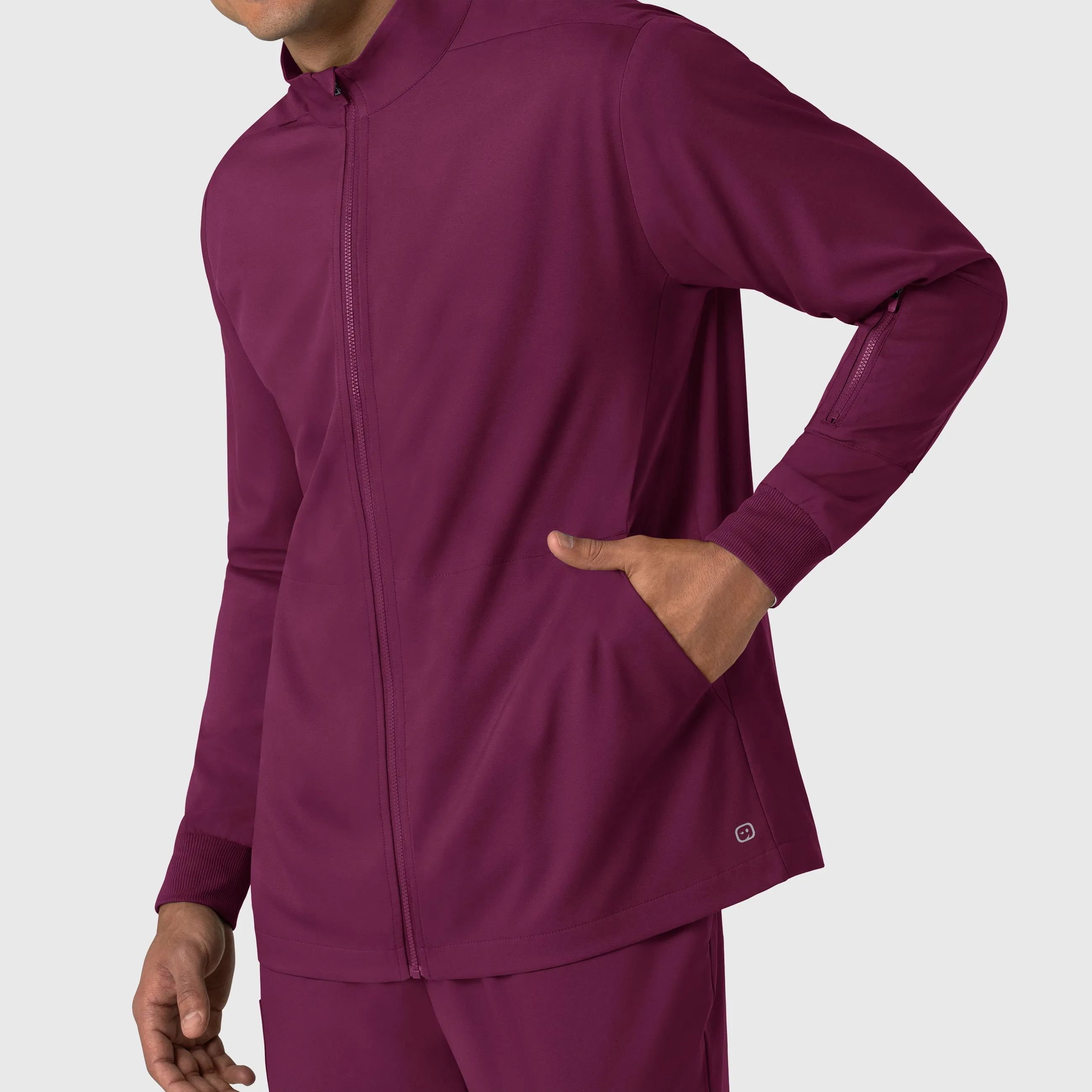Boundless 8351 Men's Warm Up Scrub Jacket Wine