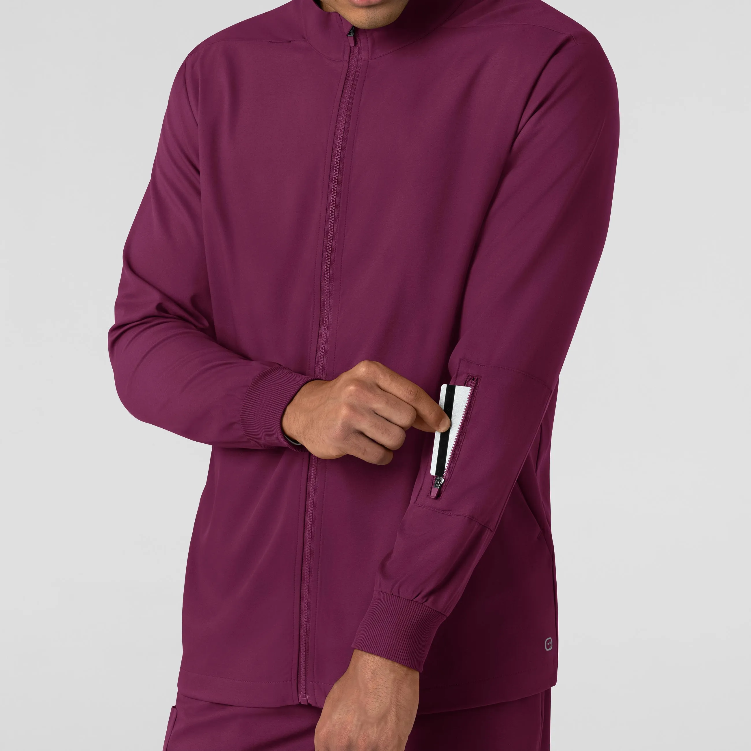Boundless 8351 Men's Warm Up Scrub Jacket Wine