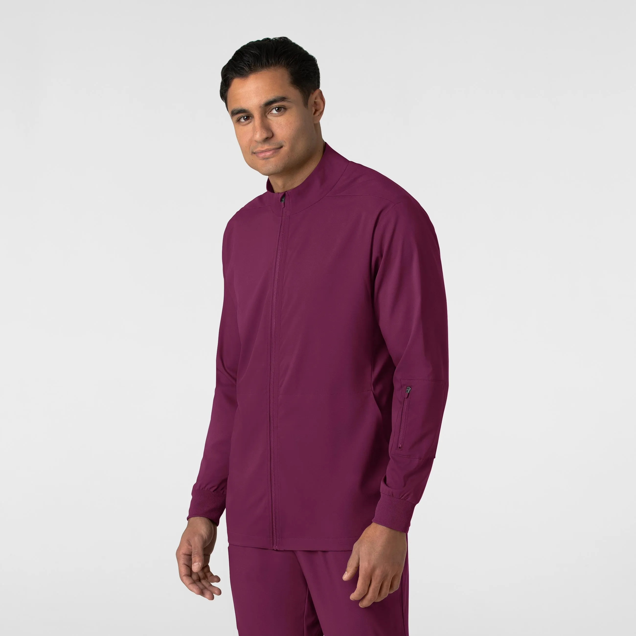 Boundless 8351 Men's Warm Up Scrub Jacket Wine