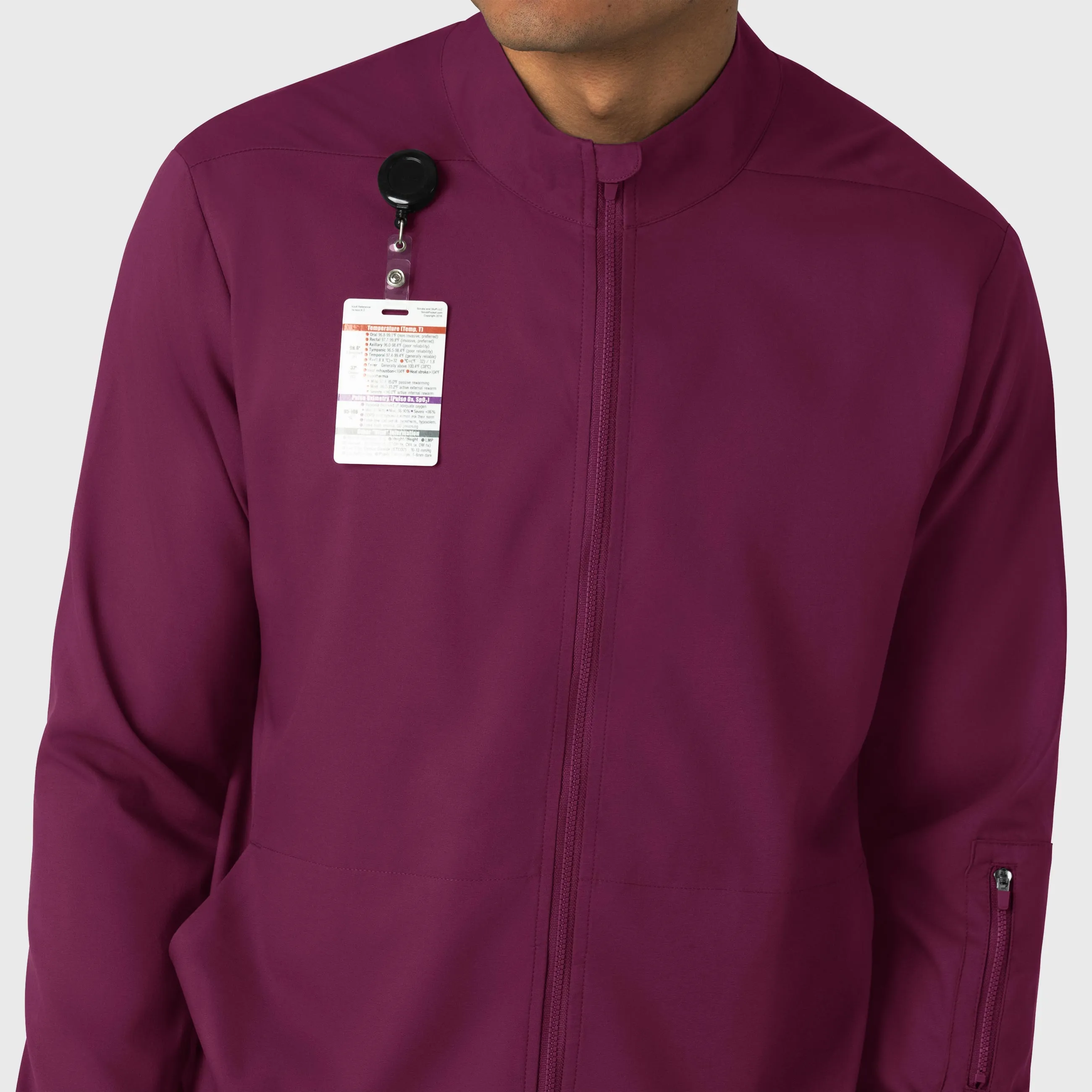 Boundless 8351 Men's Warm Up Scrub Jacket Wine