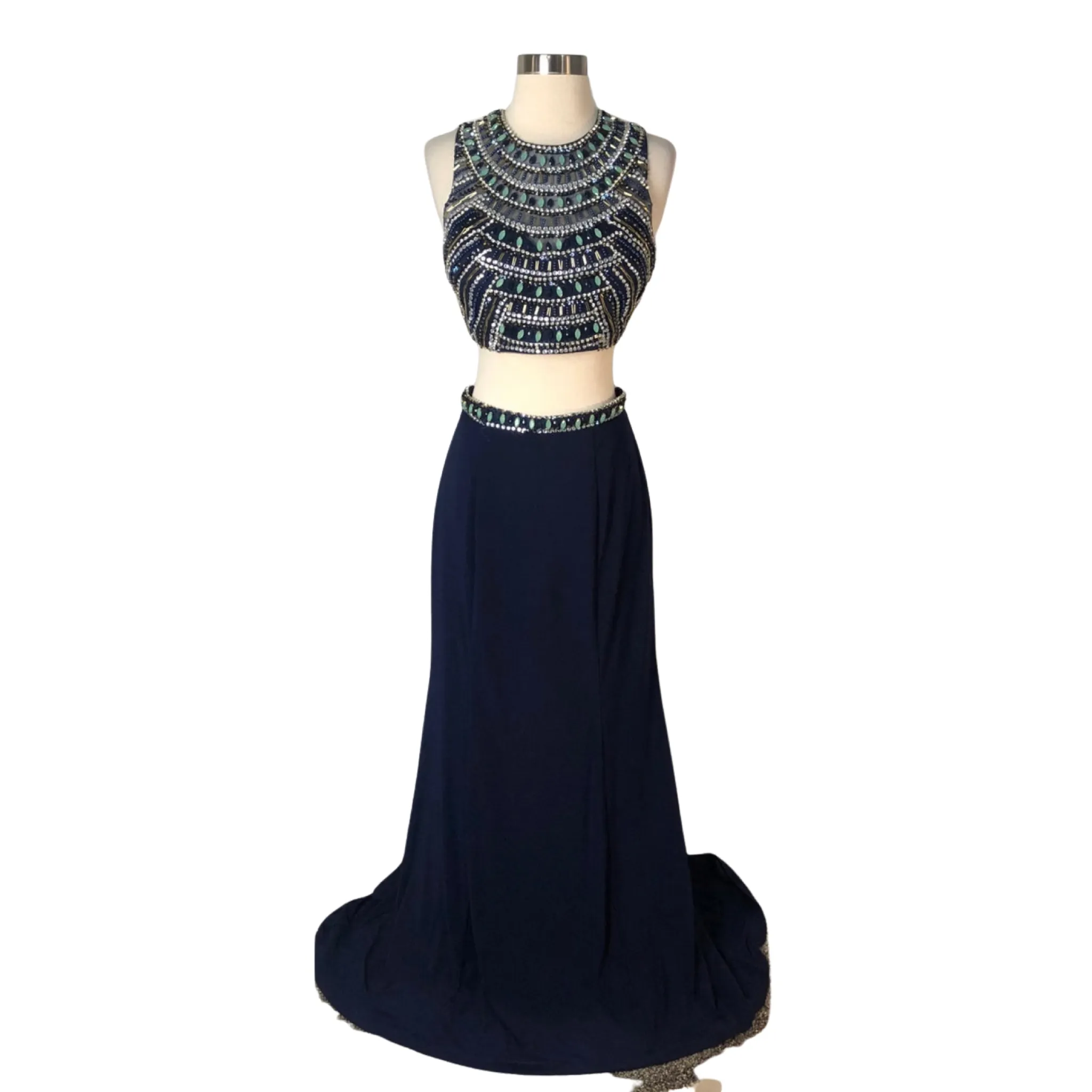 Boutique Navy Long Two Piece Gown Size 6